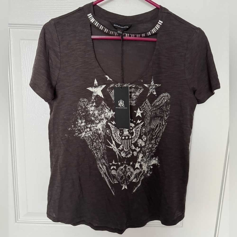 Rock & Republic Gray Graphic Short Sleeve Tee
